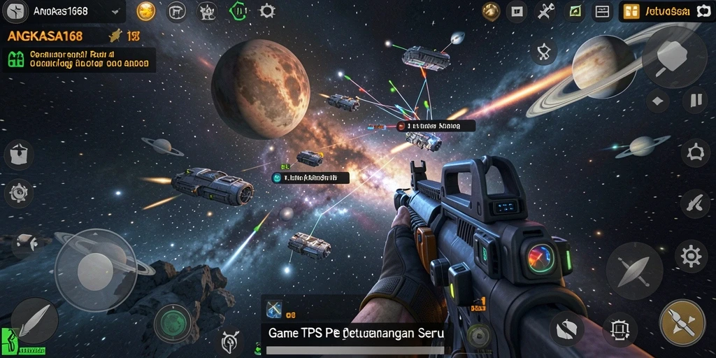 Screenshot gameplay menampilkan aksi seru di luar angkasa.