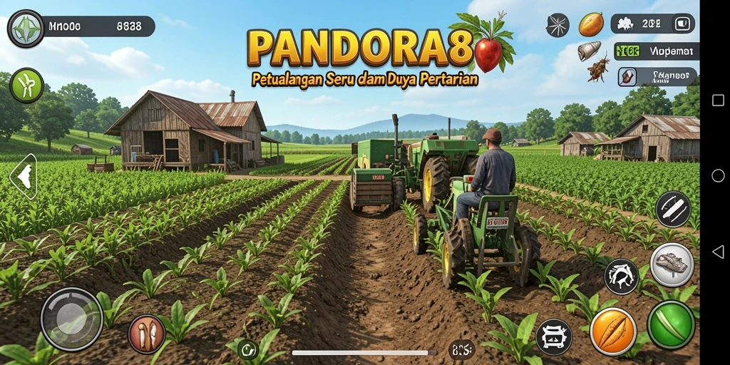 Tangkapan layar utama PANDORA88 menunjukkan gameplay bertani yang menarik.